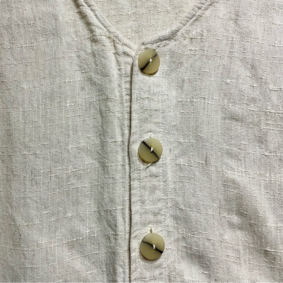 Vintage Chico’s Design Size 0.Lightweight Flax Rayon Blend.Button Down Tan Shirt - Picture 6 of 8